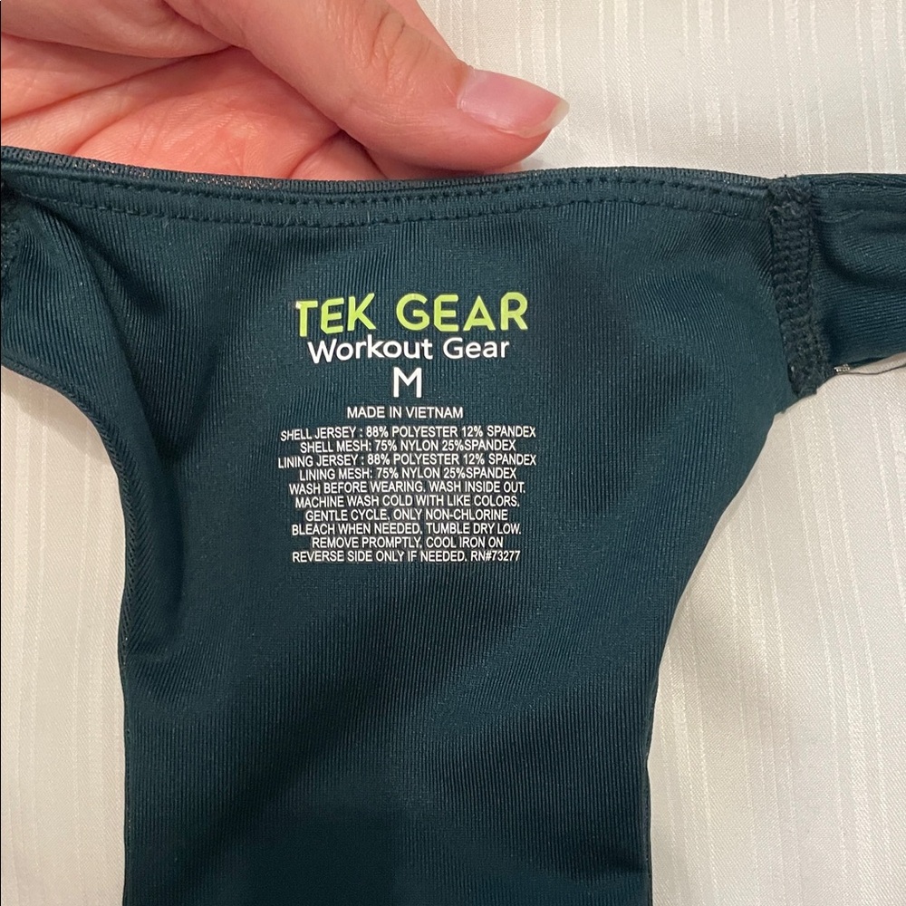 Tek Gear Women's Green Sports Bra with Gold Accents - Picture 5 of 6